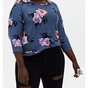 Torrid LONG SLEEVE SUPER SOFT PLUSH FLORAL TOP